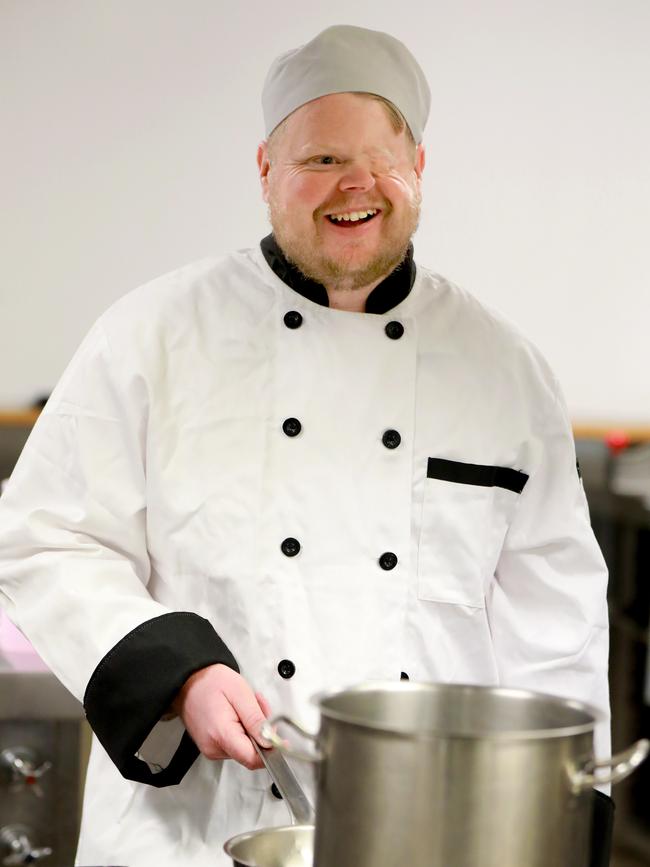 Craig Shanahan in the TAFE kitchen. Picture: Angelo Velardo