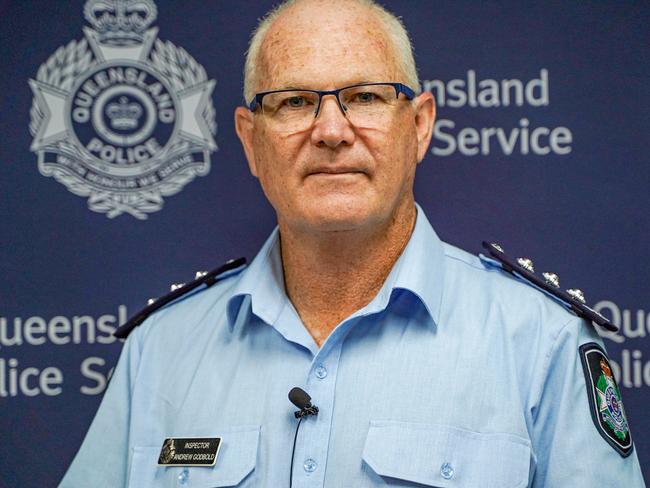 Mackay District Office Inspector Andrew Godbold, speaking on the fatal motorbike crash at Mackay Harbour on Thursday, October 13. Picture: Heidi Petith