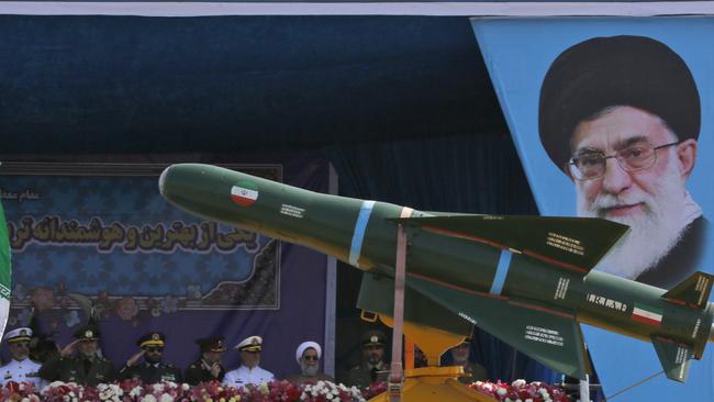 Iranian missiles displayed at a military parade in Tehran. Picture: Atta Kenare/AFP
