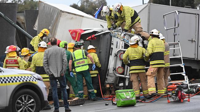 Emergency crews attend the crash. Picture: Keryn Stevens