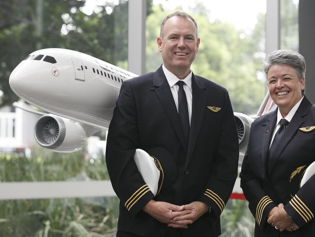 First pilots for the Qantas Dreamliner flight - next Friday from Perth to London.Captain Lisa NormanFirst Officer David Summergreene will be piloting the flight.Photo: Tim Pascoe