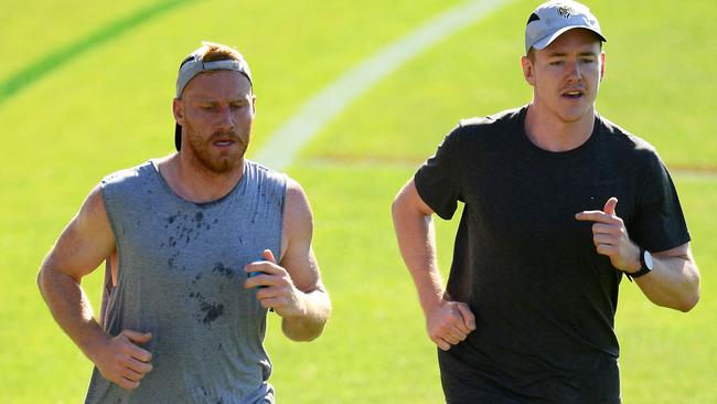 Nick Vlastuin and Jacob Townsend returned early to run laps of the oval. Picture: Getty