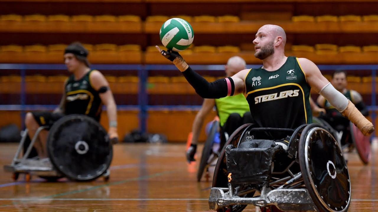 Paralympic champion Chris Bond training with the Australian Steelers. Picture: Sport the library / Jeff Crow