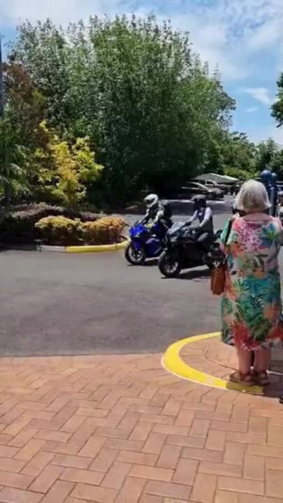 Motorcycle convoy farewells Harley Willis outside Burstow's Toowoomba