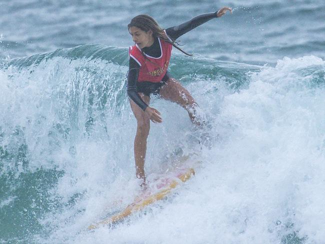 Early Saturday heats of The Burleigh Heads Boardriders Single Fin Festival. Picture: Glenn Campbell