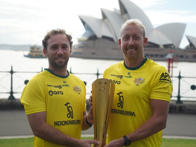 Corey Weyer and Jake Harvie were both part of the Kookaburras side that were victorious in the 2023-24 Pro League. Picture: Hockey Australia