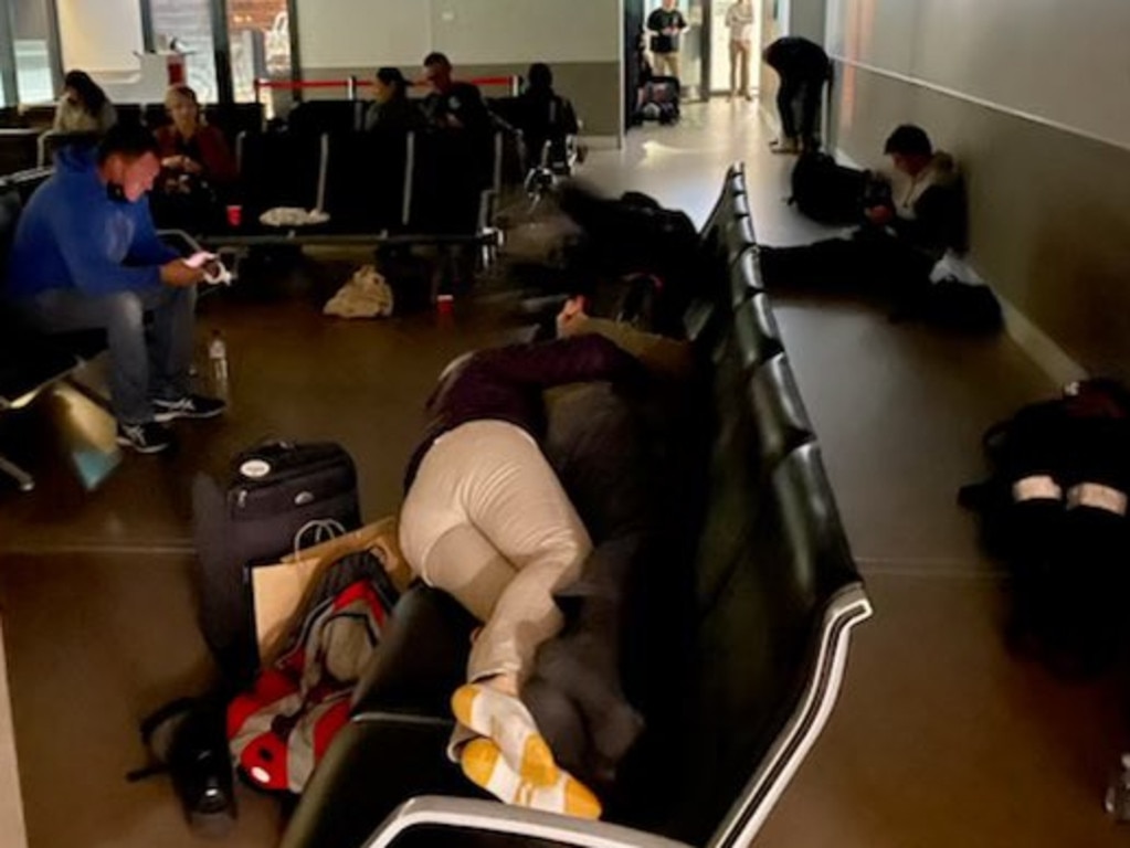 People were forced to sleep on the floor at the airport. Picture: Supplied