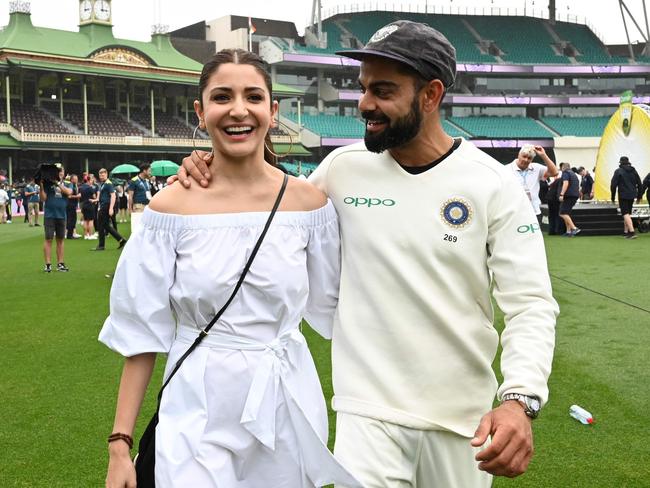 India's captain Virat Kohli and his wife Anushka Sharma. Picture: Peter Parks/AFP