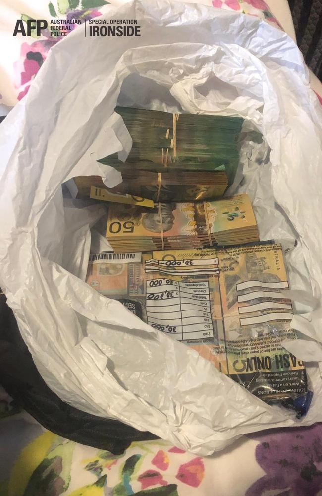 Cash seized by police at an address in Liverpool. Picture: AFP