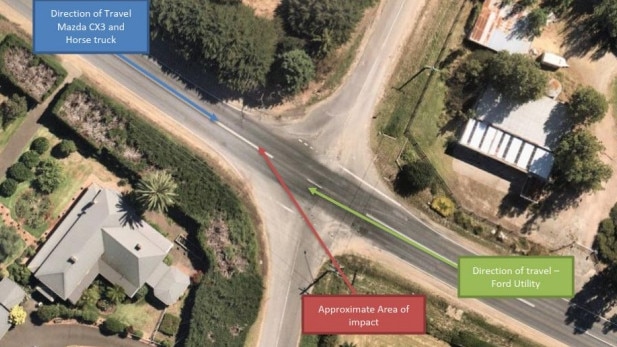 A map showing how two cars ended up in a fatal collision at 5.55am on June 11, 2021. Picture: supplied