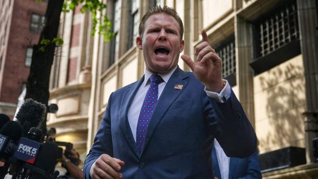 Andrew Giuliani outside his father's apartment building in New York last week. Picture: AFP