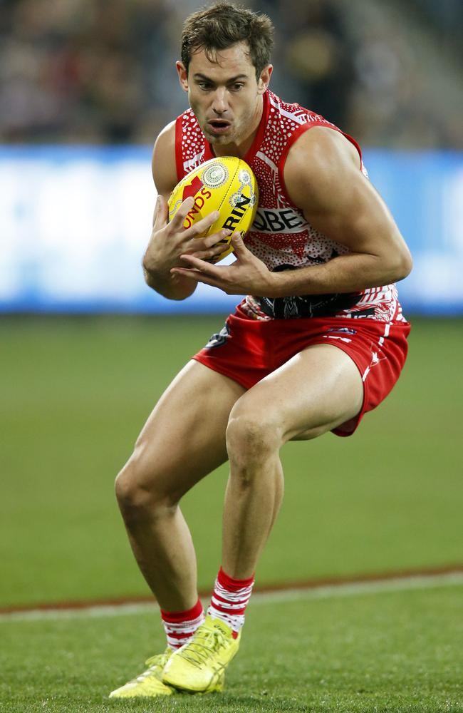 Daniel Menzel played his first game for Sydney on the weekend — against his old side Geelong. Picture: Darrian Traynor (Getty).