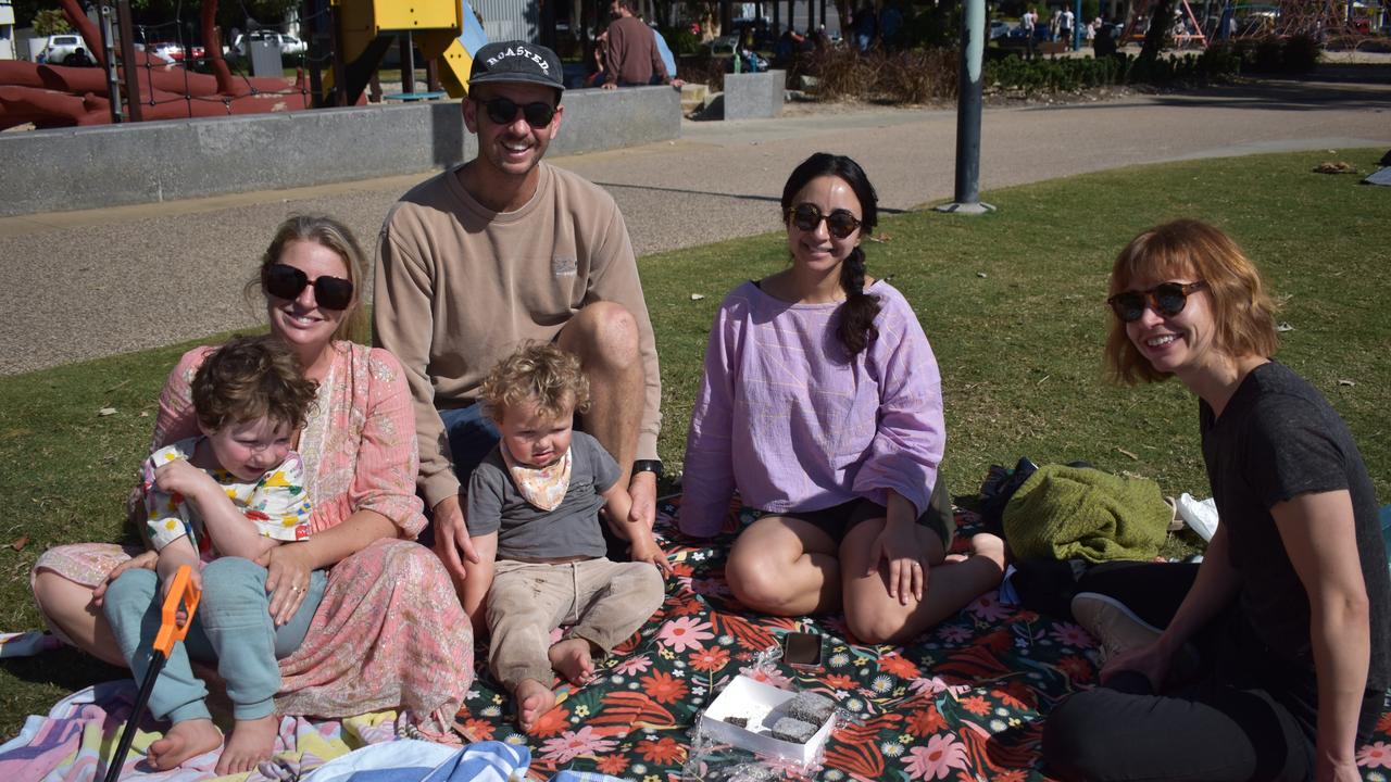 Dan Wood, Elle Wood, Artie Wood, Rudy Wood, Sarah Mitchell and Emily Neate at Cotton Tree. Picture: Kristen Camp.