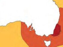 Climate Council graphic of trend in sea surface temperature fer decade from 1950 to 2021. Water around Australia are warming rapidly, especially in areas around the southeast. Photo: Climate Council