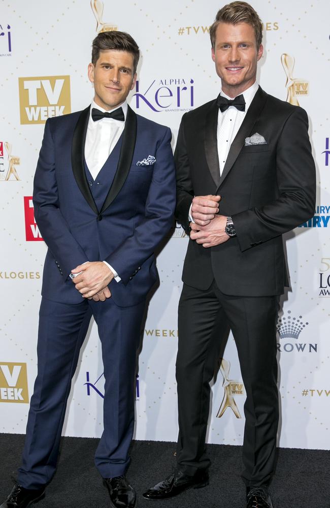 Osher Gunsberg and Richie Strahan at the 58th annual Logie Awards. Picture: Media Mode