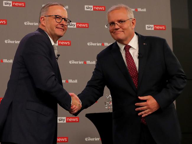 Anthony Albanese and Scott Morrison. Picture: Toby Zerna/Getty Images