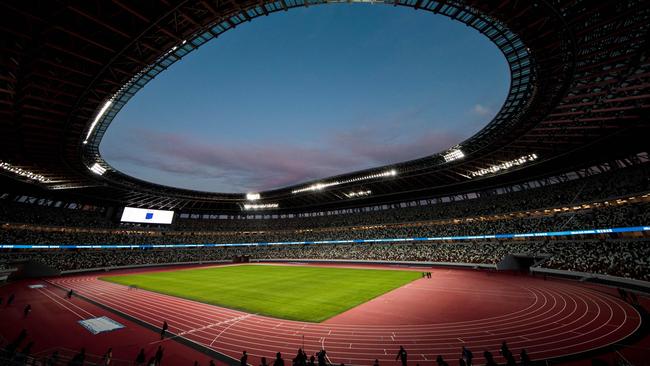 Tokyo’s National Stadium lies in wait for next Friday’s opening ceremony. Picture: AFP