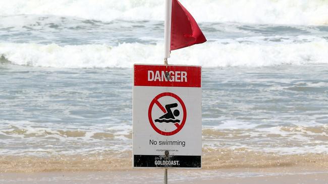 A beach closed on the Gold Coast. Picture: Richard Gosling