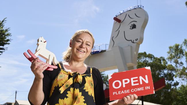 Owner, Mell Penno outside the Big Rocking Horse in Gumeracha. Picture: Matt Loxton