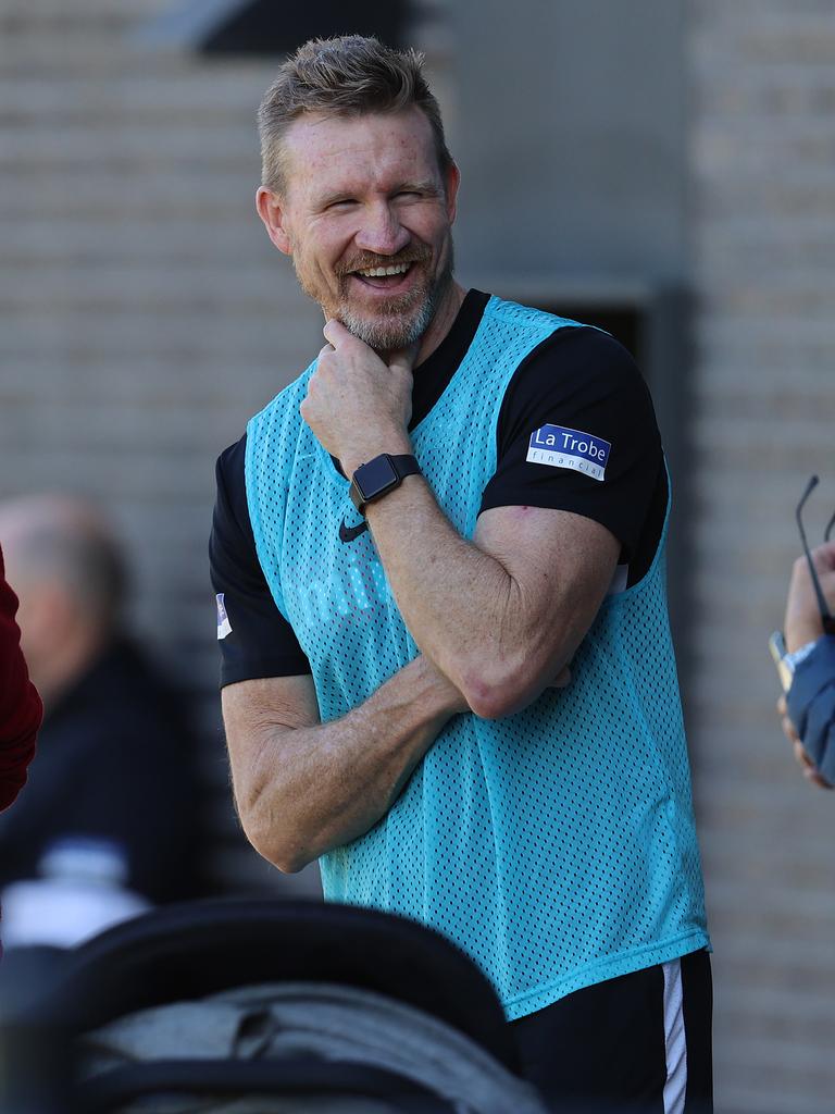 Nathan Buckley has a new reason to smile. Picture: Michael Klein