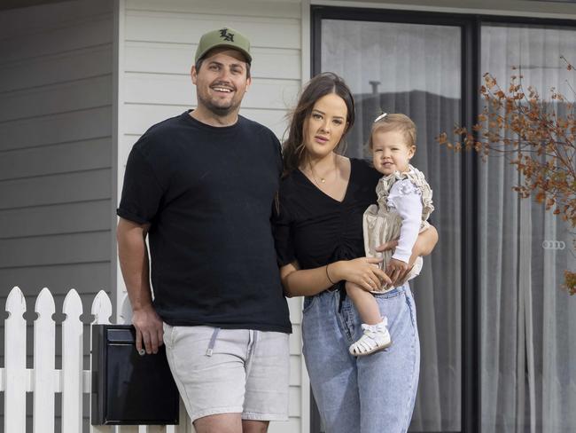 First homebuyers Sam and Christie Anne Christie-Anne St Guillaume and partner Sam Nielsen-Tuck recently bought their first home. Pictured with daughter Amelie age 1.Picture by Wayne Taylor 12th February 2023