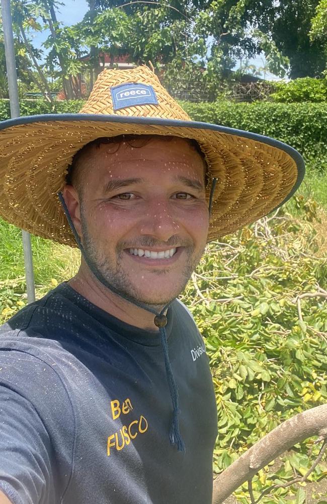 Ben Fusco helping clean up after Cyclone Kirrily. Picture: Supplied