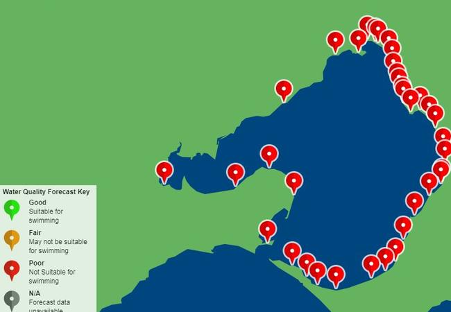 Beach conditions across Melbourne are poor, according to the EPA.