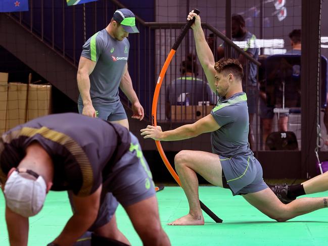 James O'Connor takes part in a gym training session. Picture: AFP