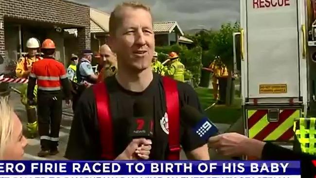 Alan Fritsch talks to the media after the dramatic rescue. Picture: Seven News