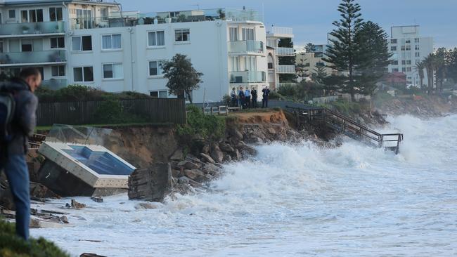 The Collaroy beachfront has been devastated by the huge swell. Picture: John Grainger