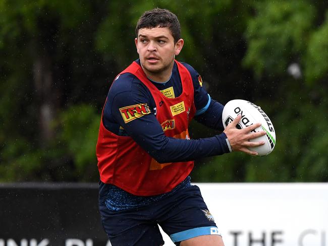 Ashley Taylor is seen during the Gold Coast Titans training session on the Gold Coast, Wednesday, June 26, 2019. (AAP Image/Dave Hunt) NO ARCHIVING