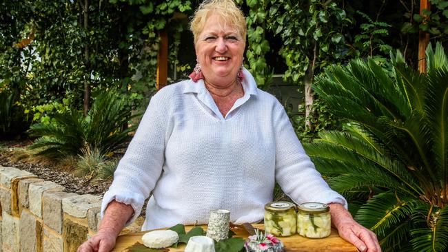 Cheesemaker Karen Borg of Willowbrae Chevre Cheese with some of her dairy delicacies. Picture: Angelo Velardo