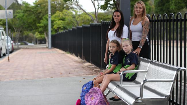 Rebecca Ramsey and Trissy Heidt with their children Layla Ramsey 9 and Willow Buckley 9. Picture Glenn Hampson