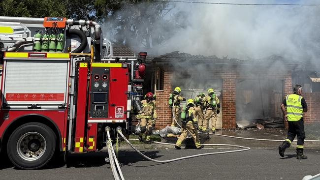 House fire on McPherson Avenue Punchbowl Sydney on Monday January 27 2025 shortly after 3pm. Picture: Dylan Arvela