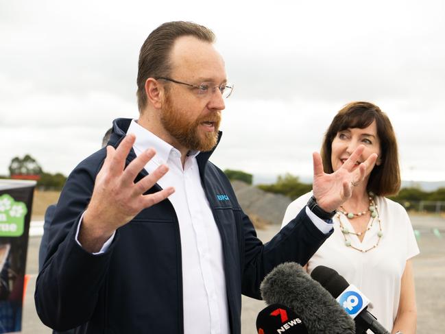 ADELAIDE/ KAURNA YARTA, AUSTRALIA - NewsWire Photos MARCH 17, 2023: RSPCA SA CEO Marcus Gehrig and Acting Premier Susan Close MP, Minister for Climate, Environment andWater at a sod-Turning Ceremony for the new RSPCA Animal Care Campus site on the corner of South and Majors Rds, OÃ¢â¬â¢Halloran Hill. Picture: NCA NewsWire / Morgan Sette