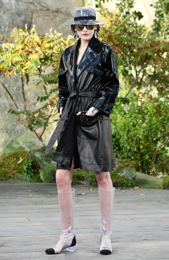 Fellow Aussie model Catherine McNeil in all black for Chanel. Picture: Pascal Le Segretain/Getty Images