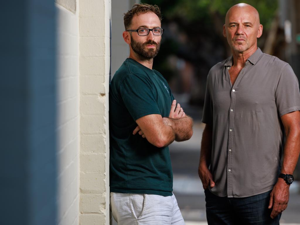 Laurence, with I Catch Killers podcast host Gary Jubelin. Picture: Justin Lloyd.