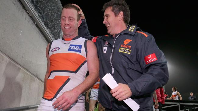 A happy Giants coach Leon Cameron with gun recruit Steve Johnson.