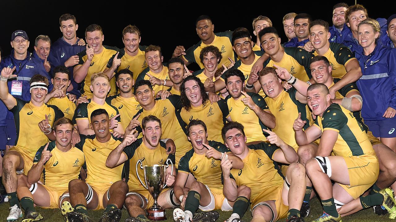 Australia celebrate winning the under-20 Oceania Championship at Bond University.