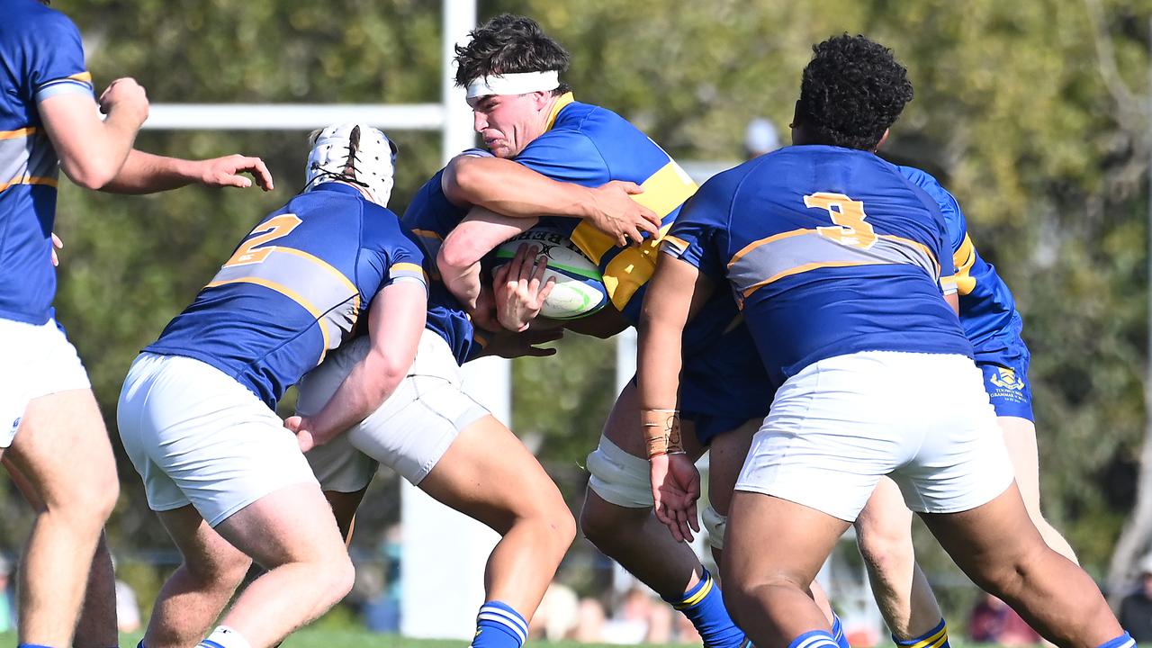 Toowoomba Grammar School player Jimmy White GPS First XV rugby between Churchie and Toowoomba Grammar School. Saturday August 12, 2023. Picture, John Gass