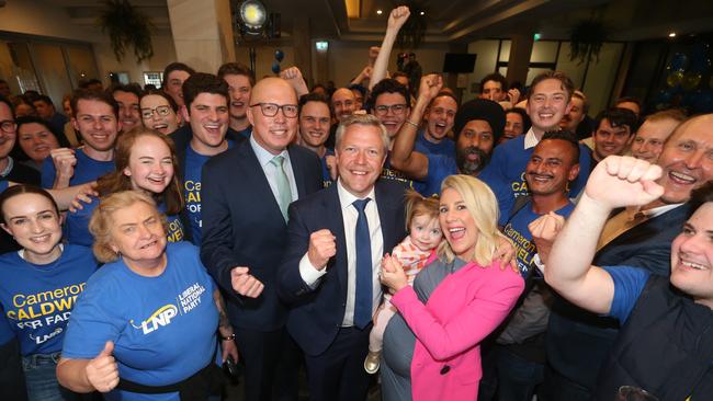 Cameron Caldwell celebrates with the party faithful Picture by Richard Gosling