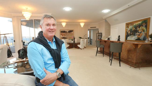 Wayne Sharpe pictured in the penthouse he is selling at Oscar on Main at Main Beach. Picture: Mike Batterham