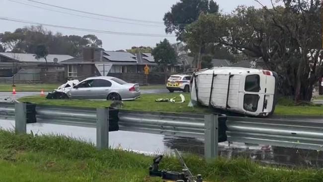 The aftermath of the August 2022 Cranbourne crash involving Zachary Holmes. Picture: 9 News