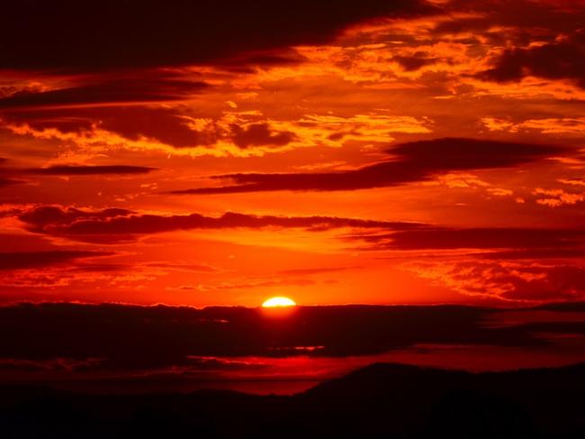 Sunset cloud burst stock photo