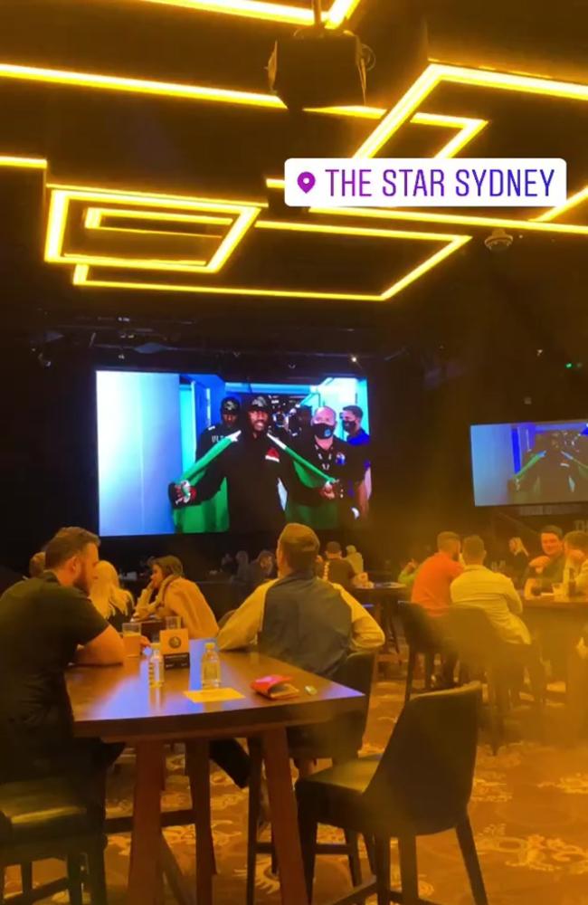 Punters watch the UFC inside The Star yesterday. Picture: Instagram