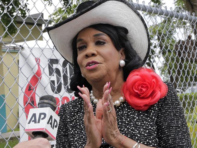 Mr Trump accused Frederica Wilson of fabricating details of the phone call to Mrs Johnson. Picture: Alan Diaz/AP