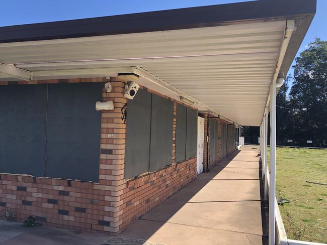 The abandoned former North Manly Bowling Club at Nolans Reserve has been boarded up since it abruptly stopped trading three years ago. Picture: Jim O'Rourke