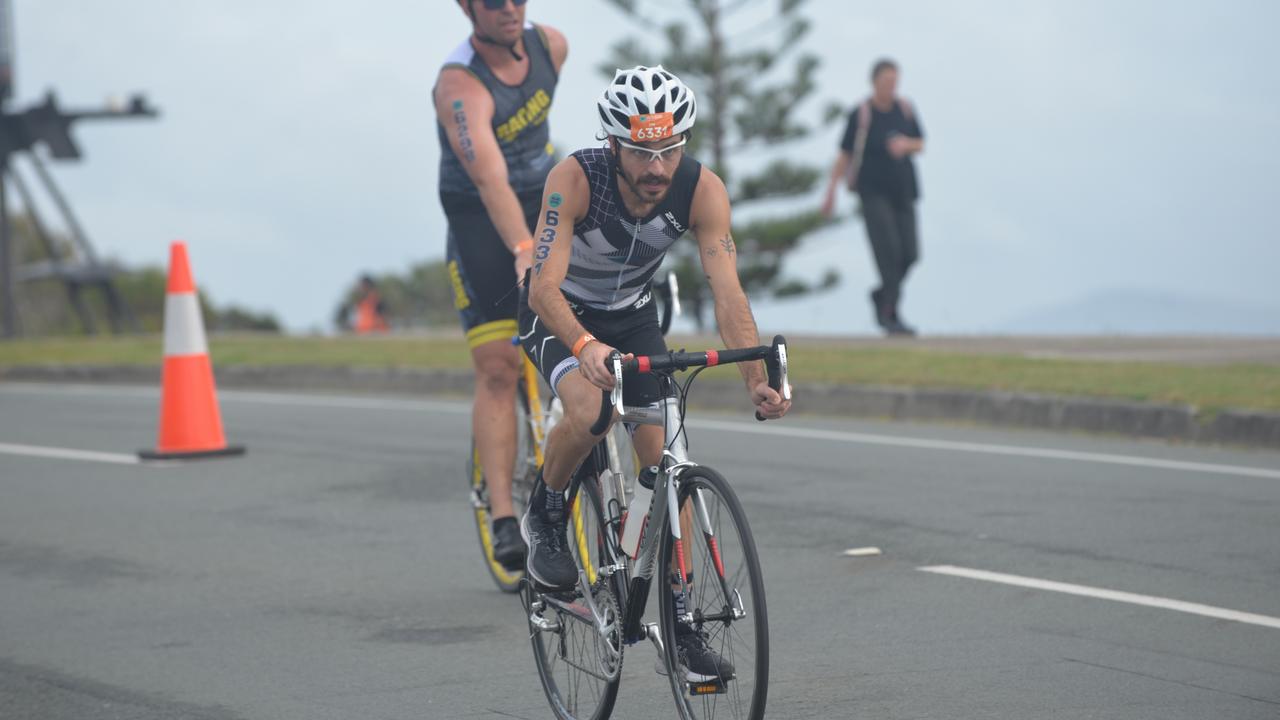 Action from the sprint event at the 2023 Mooloolaba Triathlon.