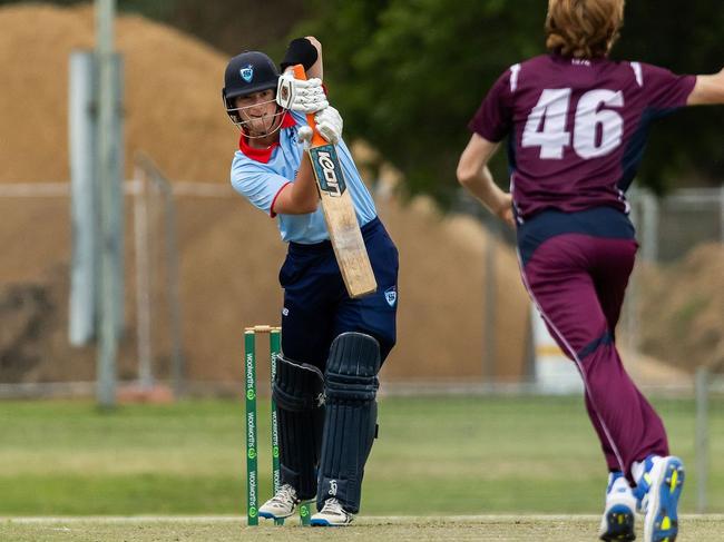 Riley Kingsell plays straight for NSW Metro last season in Albury. Picture: Cricket Australia