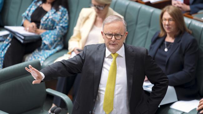 Anthony Albanese in question time on Monday. Picture: NCA NewsWire / David Beach